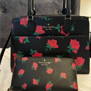 Beautiful Red Rose Kate Spade Purse & Wallet